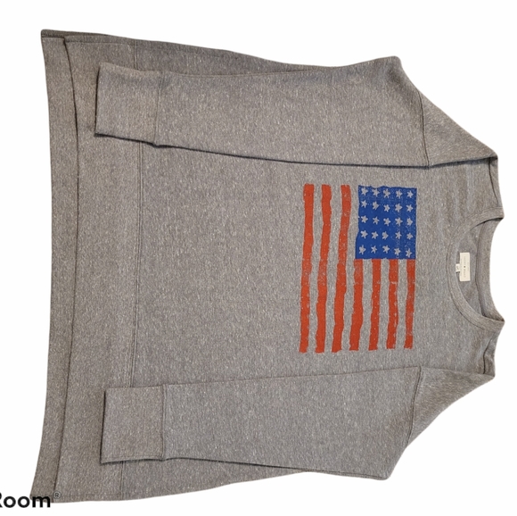 Lucky Brand Gray Ladies Flag Graphic Sweatshirt S - Picture 3 of 7